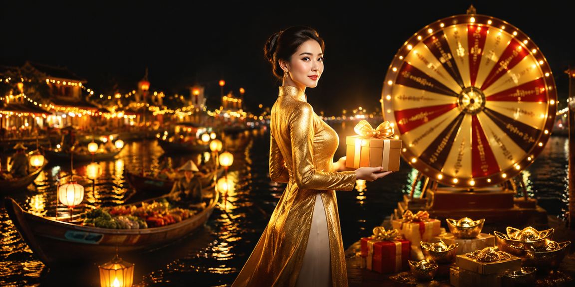 Người chơi mặc áo dài Hội An tham gia roulette trực tuyến trong không gian truyền thống